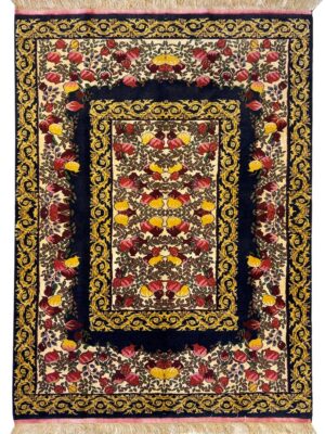 فرش دست بافت مستطیل درخت انار 40 رج پشم و ابریشم کد 2003588