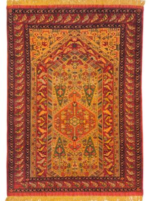 فرش دست بافت عشایری مستطیل ارمنی زرتشتی 40 رج پشم و ابریشم کد 2003591