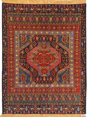 فرش دست بافت مستطیل ارمنی زرتشتی 40 رج پشم و ابریشم کد 2003592