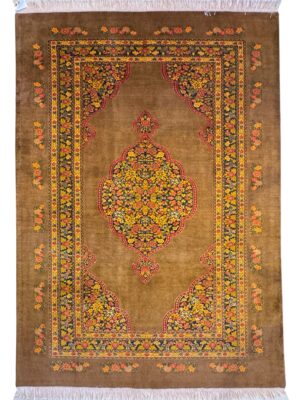 فرش دست بافت مستطیل کف ساده هزار گل 40 رج پشم دست  کد 2003599