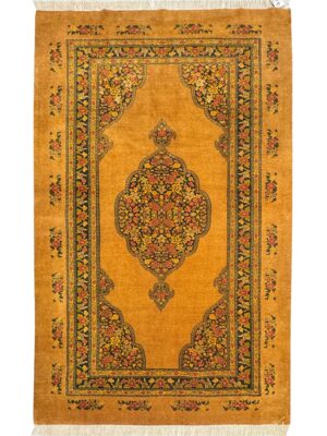 فرش دست بافت مستطیل  کف ساده گل فرنگ 40 رج پشم کد 2003602