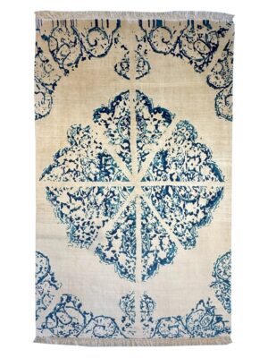 فرش دست بافت  مستطیل مدرن 40 رج پشم دست ریس کد 2003605