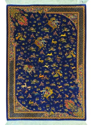 فرش ربات بافت مستطیل شکارگاه بهرام 70 رج تمام ابریشم کد 20036116