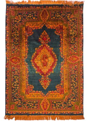 فرش دست بافت مستطیل لچک ترنجی 60 رج تمام ابریشم کد 2003619