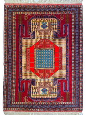 فرش دست بافت مستطیل کف ساده 40 رج پشم دست ریس کد 2003622