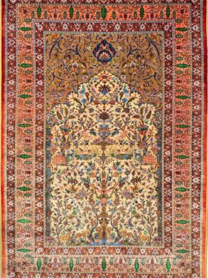 فرشپدست بافت قشقایی دروازه بهشت 60 رج تمام ابریشم کد 2003635