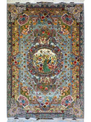 فرش دست بافت مستطیل جعفر پاسبان 70 رج کرک و ابریشم کد 2003638