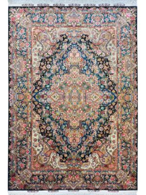 فرش دست بافت مستطیل سالاری باغ بهشت 60 رج کرک و ابریشم کد 2003639