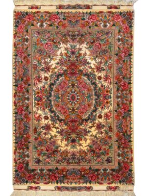 فرش دست بافت مستطیل خطیبی 60 رج کرک و ابریشم کد 2003640