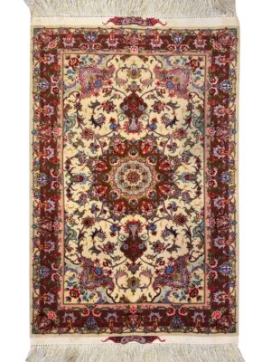 فرش دست بافت تبریز مستطیل علیا 50 رج کرک و ابریشم کد 2003642