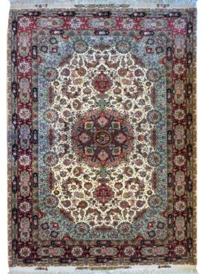 فرش دست بافت مستطیل پور نامی 60 رج کرک و ابریشم کد 2003648