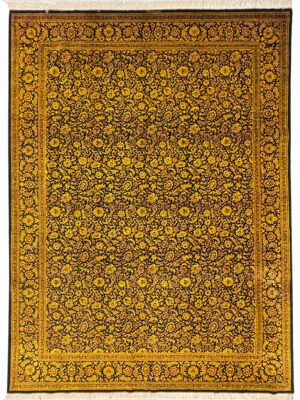 فرش دست بافت قم افشان یکسره 70 رج تمام ابریشم کد 2003659