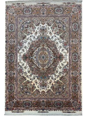 فرش دست بافت تبریز خطیبی 60 رج کرک ابریشم با حاشیه ابریشم کد 2003661