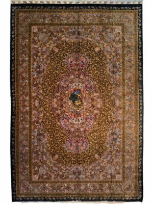 فرش دست بافت مستطیل  دخیلی 80 رج تمام ابریشم کد 2003663