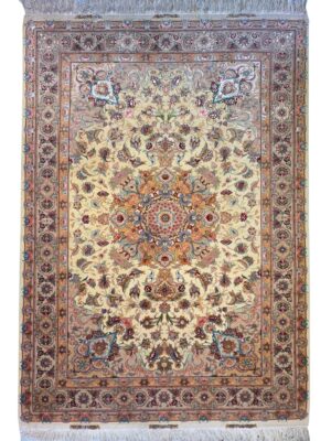 فرش دست بافت تبریز ین فر 50 رج کرک و ابریشم کد 2002794