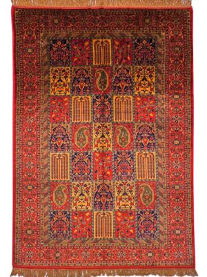 فرش دست بافت مستطیل خشتی 70 رج تمام ابریشم کد 2002168