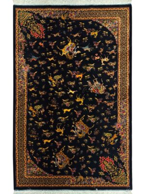 فرش ربات بافت مستطیل شکارگاه 40 ابریشم کد 2000030