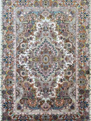 فرش دست بافت مستطیل خطیبی 50 رج دو متن ابریشم کد 2001807