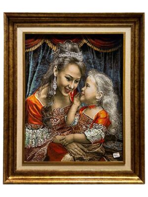 تابلو فرش مستطیل مهر مادر 50 رج کرک و ابریشم کد 2003832
