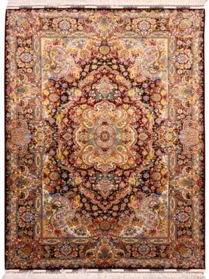 فرش دست بافت مستطیل سالاری 60 رج کرک و ابریشم کد 2003229