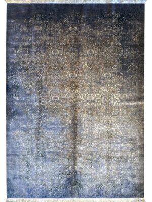 فرش ربات بافت مستطیل پتینه محو بافی 70 رج پشم و بنبوسیلک کد 2003533