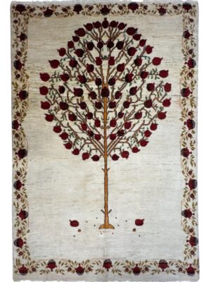 فرش دست بافت مستطیل درخت انار 35 رج پشم کد 2003644