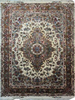 فرش دست بافت مستطیل  خطیبی 40 رج کرک و ابریشم کد 2003675