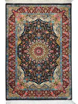 فرش ربات بافت مستطیل ذبیهی 70 رج ابریشم و بنبوسیلک کد 2003702