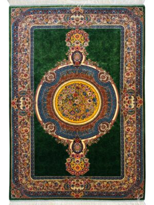 فرش ربات بافت مستطیل گلابتون 80 رج ابریشم و بنبوسیلک کد 2003709