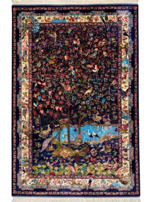 ربات بافت مستطیل درخت زندگی 70 رج پشم و بنبوسیلک کد 2003719