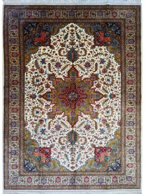 فرش ربات بافت مستطیل هریس 70 رج ابریشم و بنبوسیلک کد 2003743