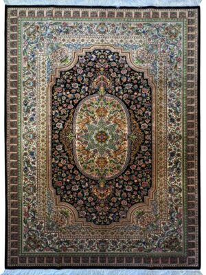 فرش ربات بافت مستطیل ارمی 70 رج ابریشم و بنبوسیلک کد 2003746