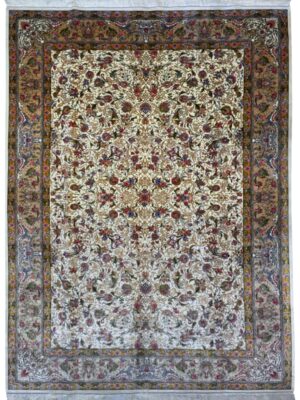 فرش ربات بافت مستطیل افشان شاه عباسی 70 رج ابریشم و بنبوسیلک کد 2003747