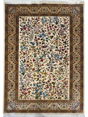 فرش ربات بافت مستطیل درخت زندگی هزار گل 70 رج پشم و ابریشم کد 2003753