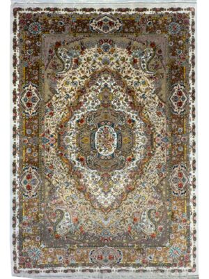 فرش ربات بافت مستطیل سالاری صفی قلم 70 رج پشم و ابریشم کد 2003757