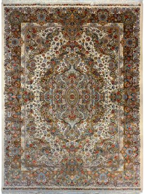 فرش ربات بافت مستطیل سالاری 50 رج پشم و ابریشم کد 2003759