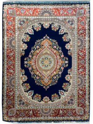 فرش ربات بافت مستطیل کف ساده صادق نژاد 50 رج پشم و ابریشم کد 2003762