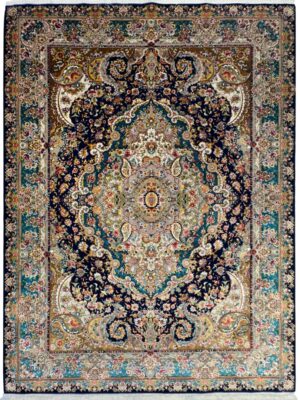 فرش ربات بافت مستطیل سالاری 50 رج پشم و ابریشم کد 2003763