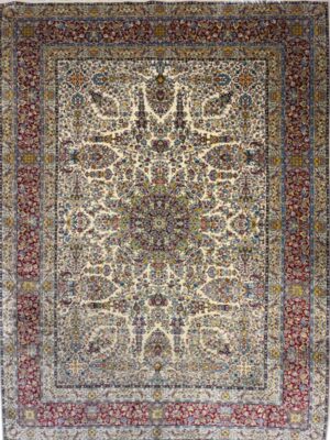 فرش ربات بافت مستطیل چلسی 50 رج کرک ابریشم با حاشیه ابریشم کد 2003767