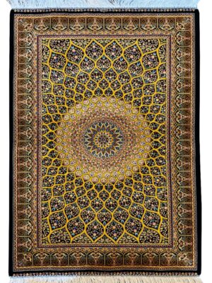 فرش ربات بافت مستطیل گنبد شهسوارپور 70 رج ابریشم و بنبوسیلک کد 2003781