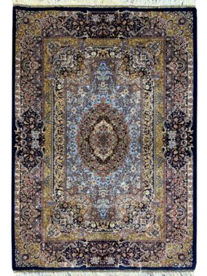 فرش ربات بافت مستطیل هزارگل جدید 70 رج ابریشم و بنبوسیلک کد 2003782