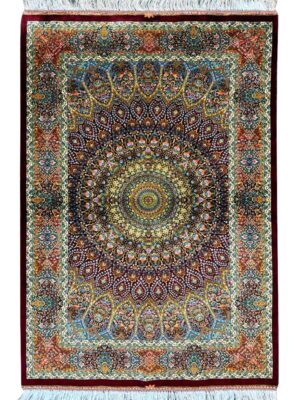 فرش ربات بافت مستطیل گنبد شیخ لطف الله 70 رج ابریشم و بنبوسیلک کد 2003783