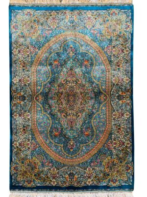 فرش ربات بافت مستطیل جمشیدی جدید 70 رج ابریشم و بنبوسیلک کد 2003786