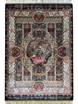 فرش ربات بافت مستطیل رقص سما 70 رج ابریشم و بنبوسیلک کد 2003789