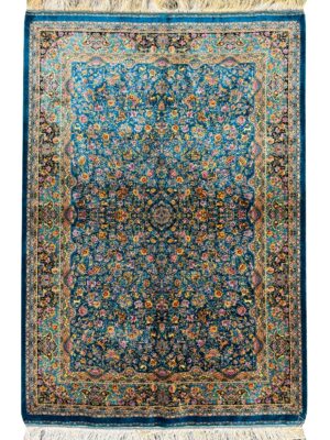 فرش ربات بافت مستطیل افشان گلریز 70 رج ابریشم و بنبوسیلک کد 2003799