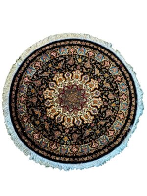 فرش ربات بافت دایره عبدالهی ترنج خورشیدی 70 رج ابریشم و بنبوسیلک کد 2003801