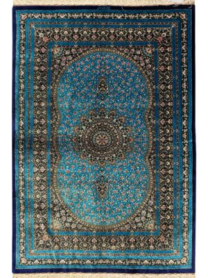 دست بافت  مستطیل  گلریز معصومی 70 رج تمام ابریشم کد 2003817