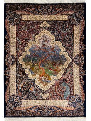 ربات بافت مستطیل گلستان باغ بهشت 70 رج ابریشم و بنبوسیلک کد 2003819