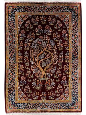 ربات بافت مستطیل ترنچ درخت زندگی 70 رج ابریشم و بنبوسیلک کد 2003820