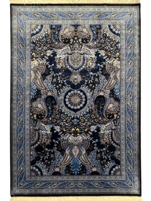 فرش ربات بافت مستطیل لچک ترنچی کوهستانی 70 رج ابریشم و بنبوسیلک کد 2003827